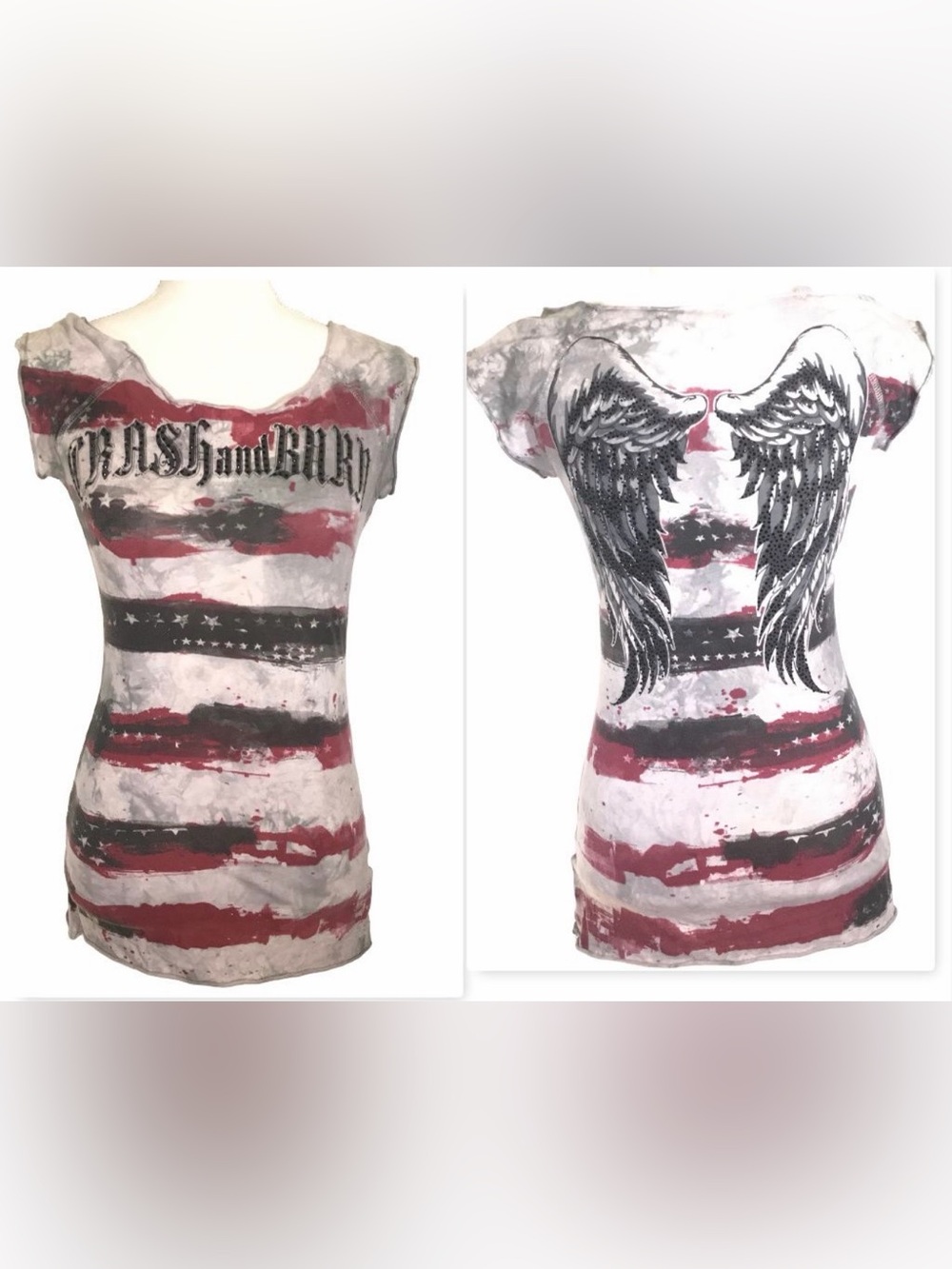Crash & Burn Distressed Raw Hem Tee